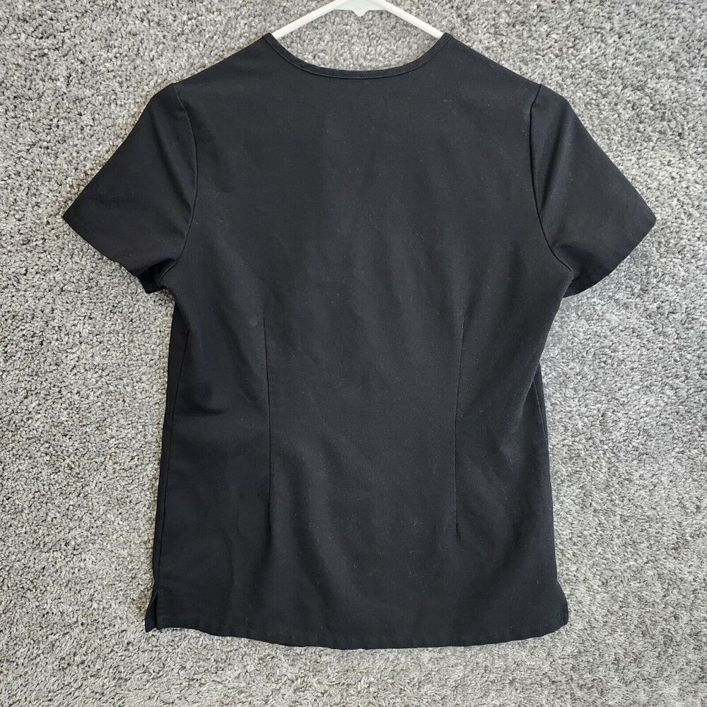 FIGS Scrubs Top Womens XXS Black Technical Stretch Short Sleeve V-Neck Pocket - Picture 4 of 9